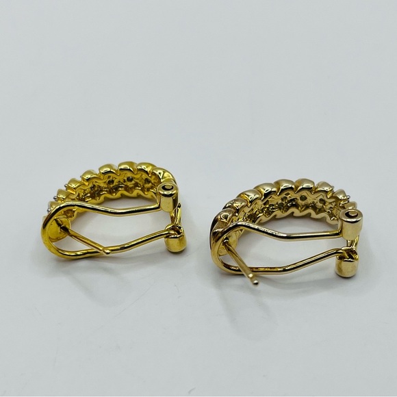 Gold Plated Natural Diamond Clip On Earrings - Picture 4 of 4